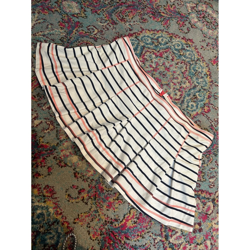 Sail to Sable Active Womens XL Striped Pleated Tennis Skort Navy White Coral Zip